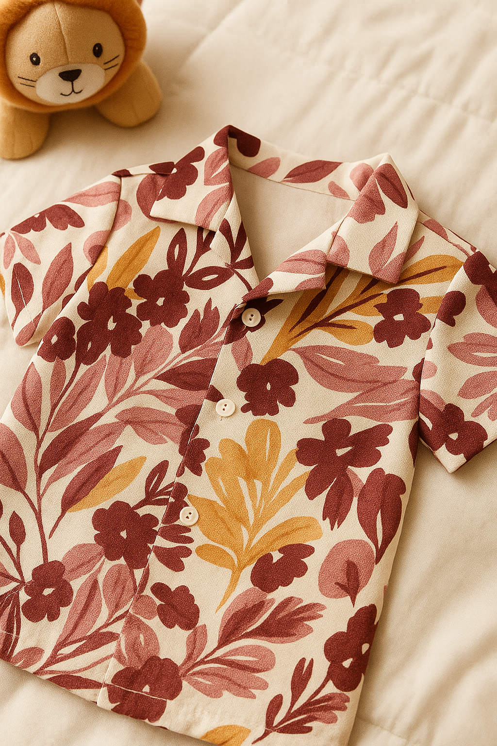 Baby Boy Floral Shirt and Black Pants Set