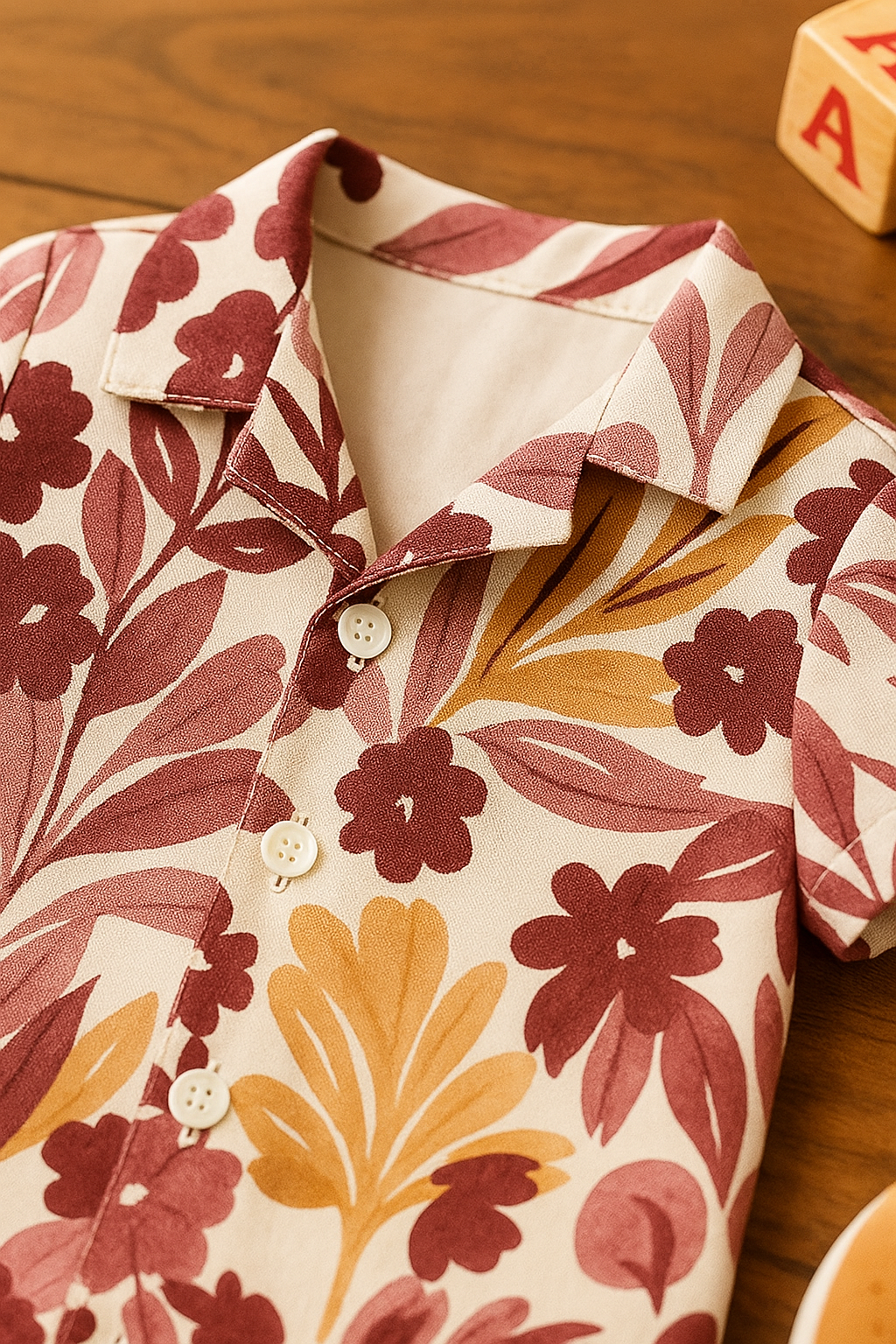 Baby Boy Floral Shirt and Black Pants Set