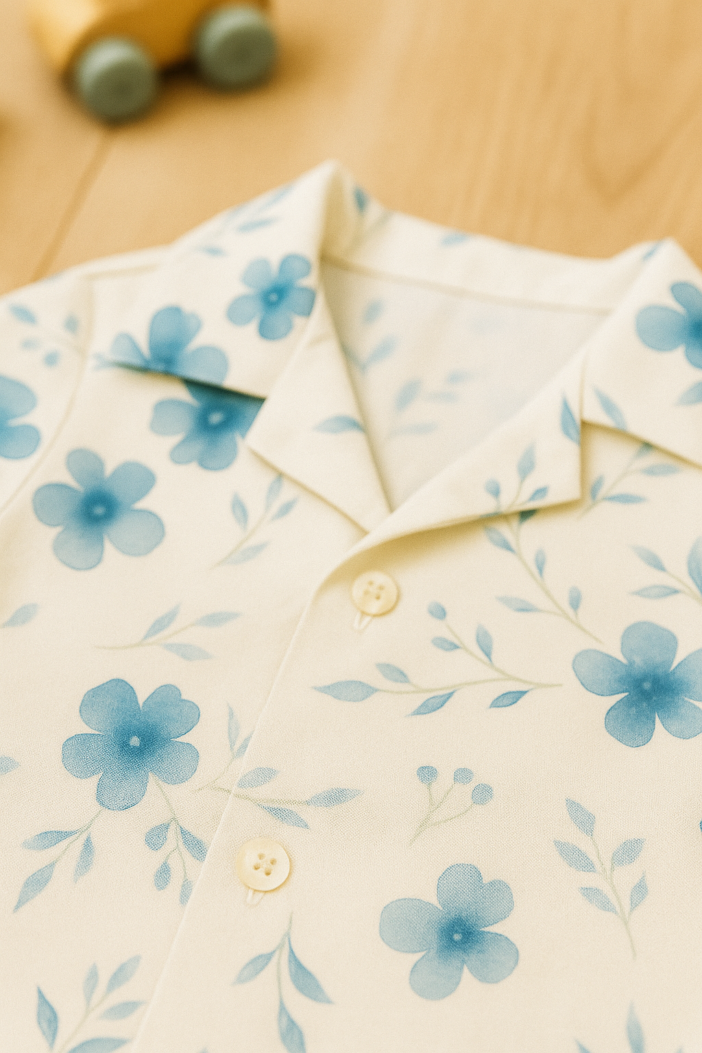 Baby Boy Blue Floral Shirt and Black Pants Set