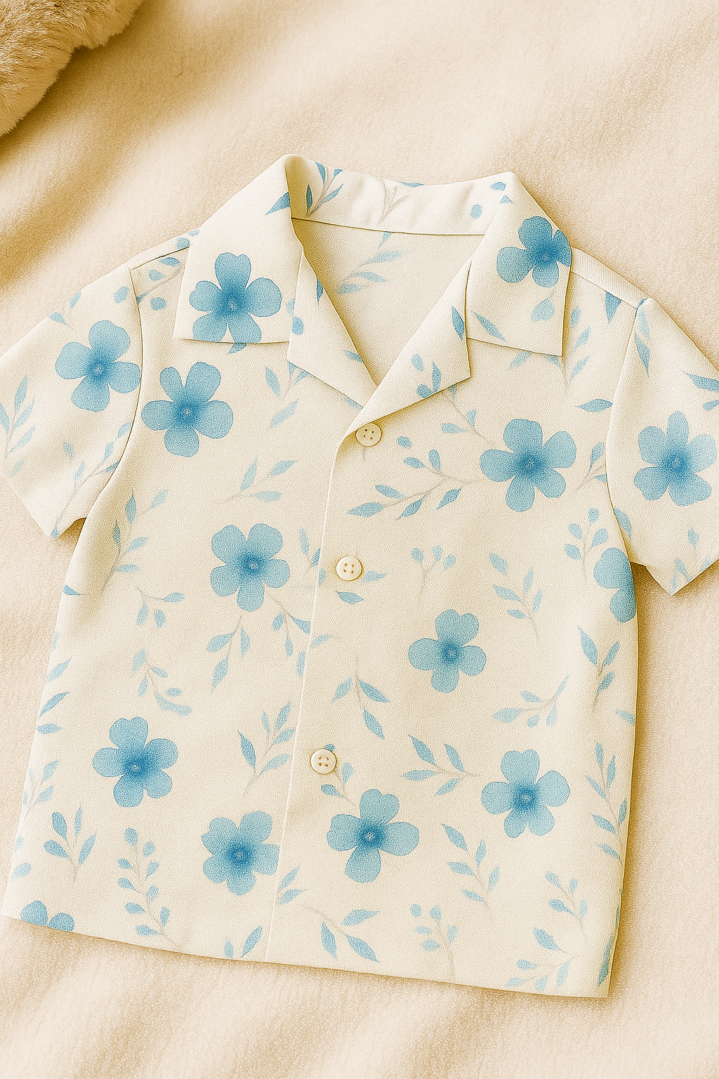 Baby Boy Blue Floral Shirt and Black Pants Set