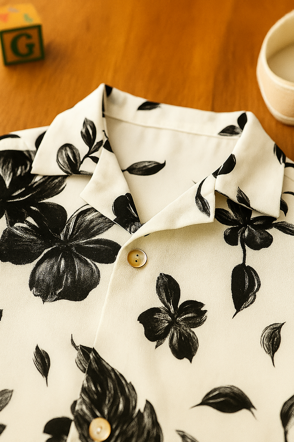 Baby Boy Floral Shirt and Black Pants Set