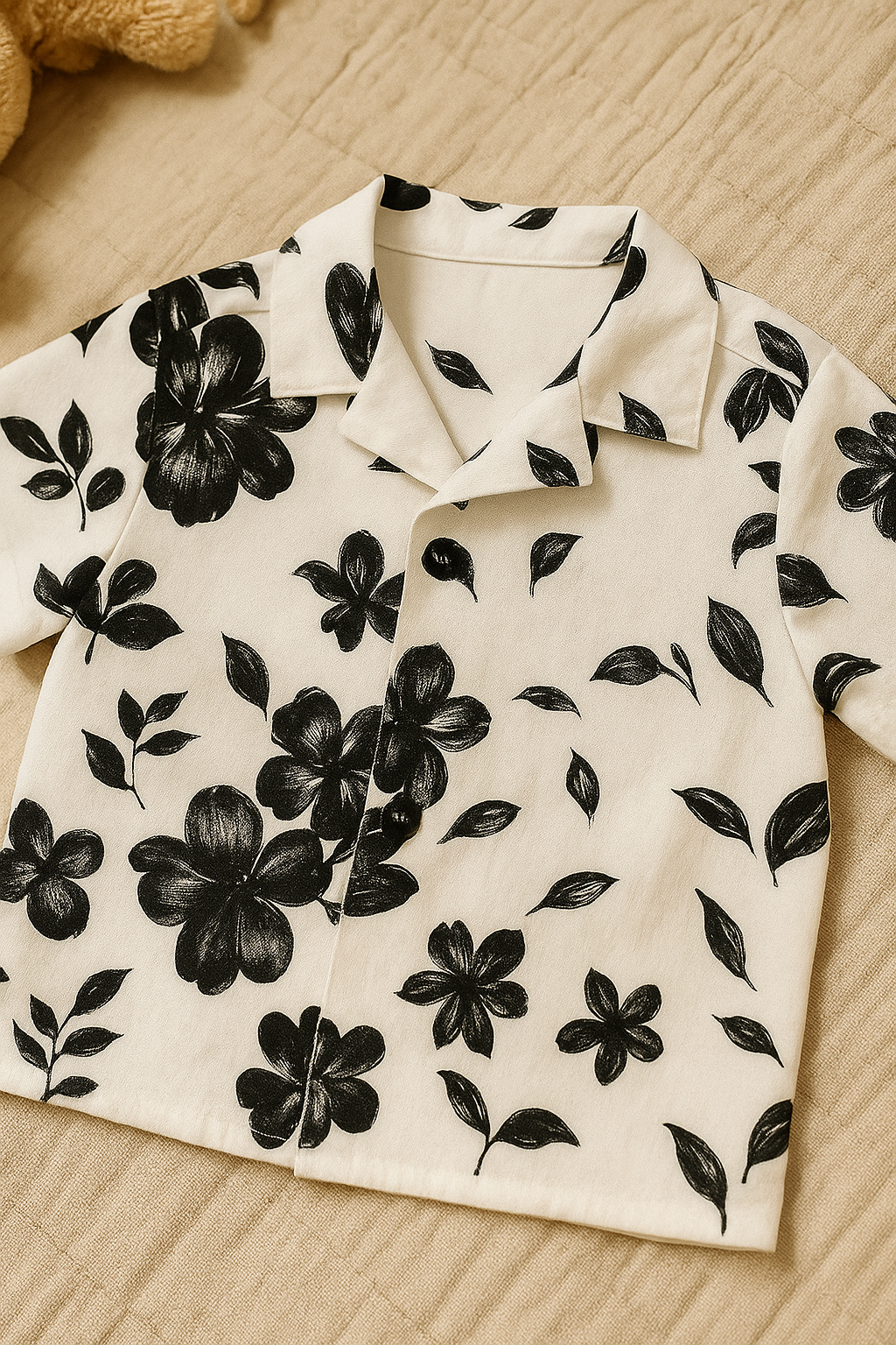 Baby Boy Floral Shirt and Black Pants Set