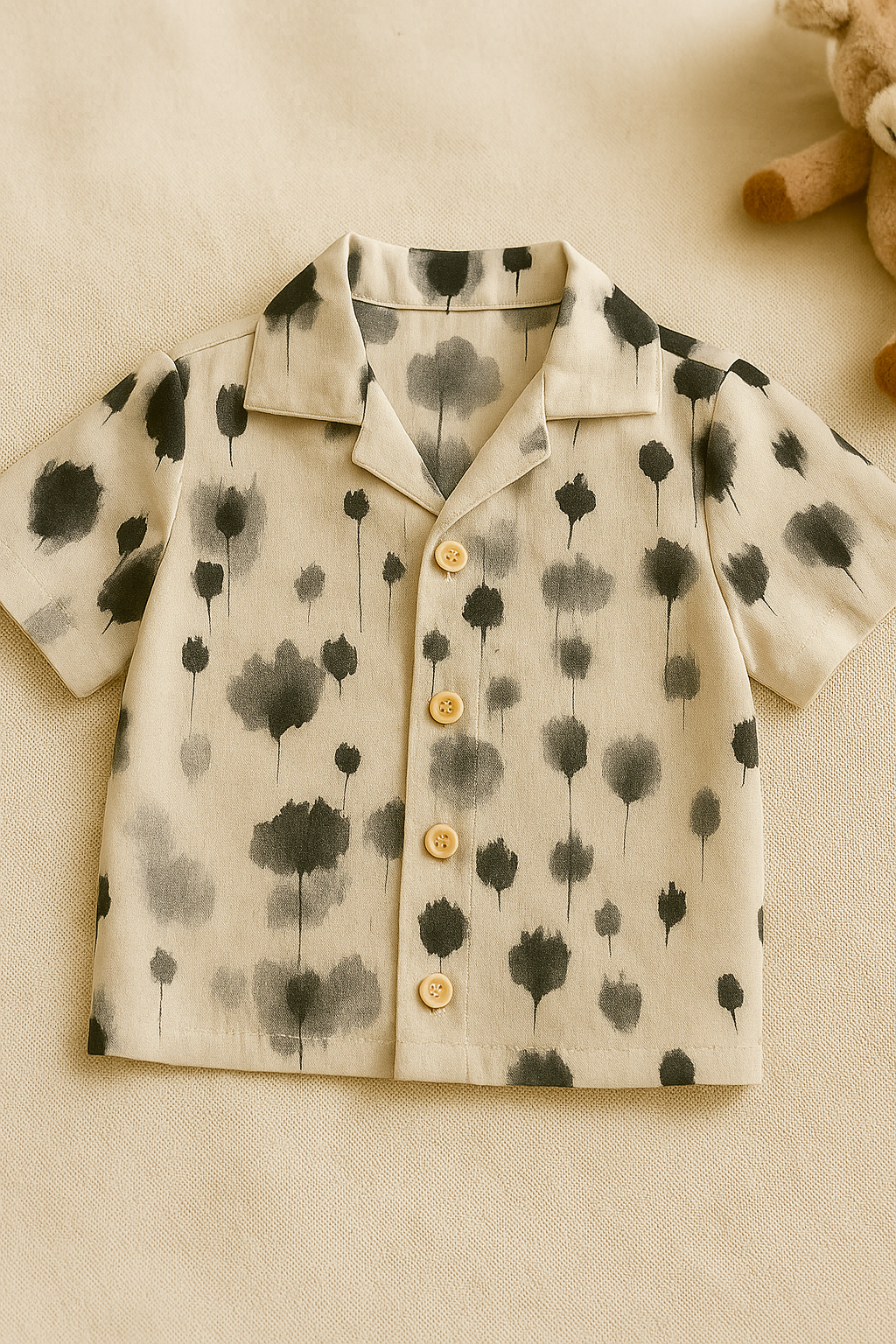 Baby Boy Printed Shirt and Black Pants Set