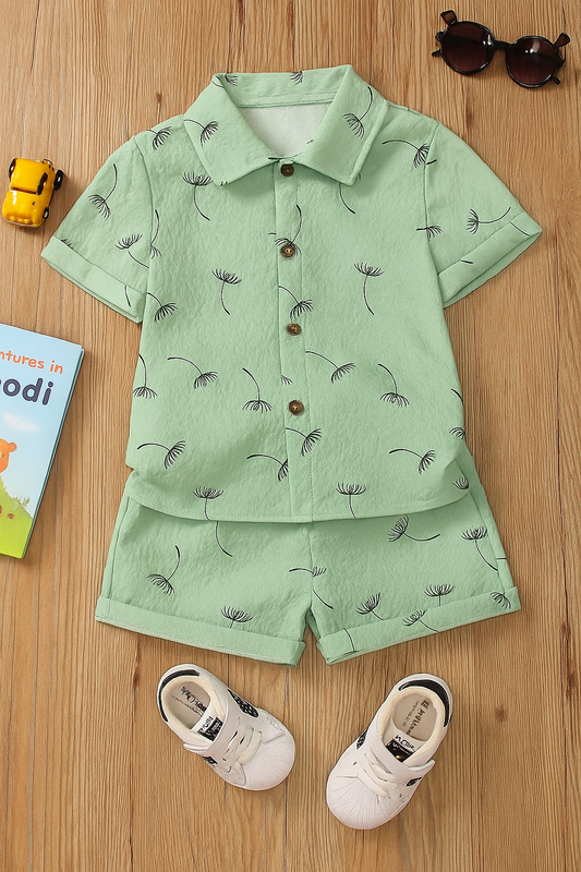 Baby Boy Mint Green Shirt and Shorts Set
