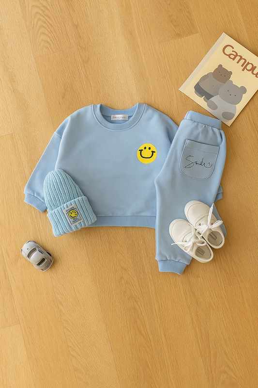 Baby Boy Light Blue Winter Outfit Set