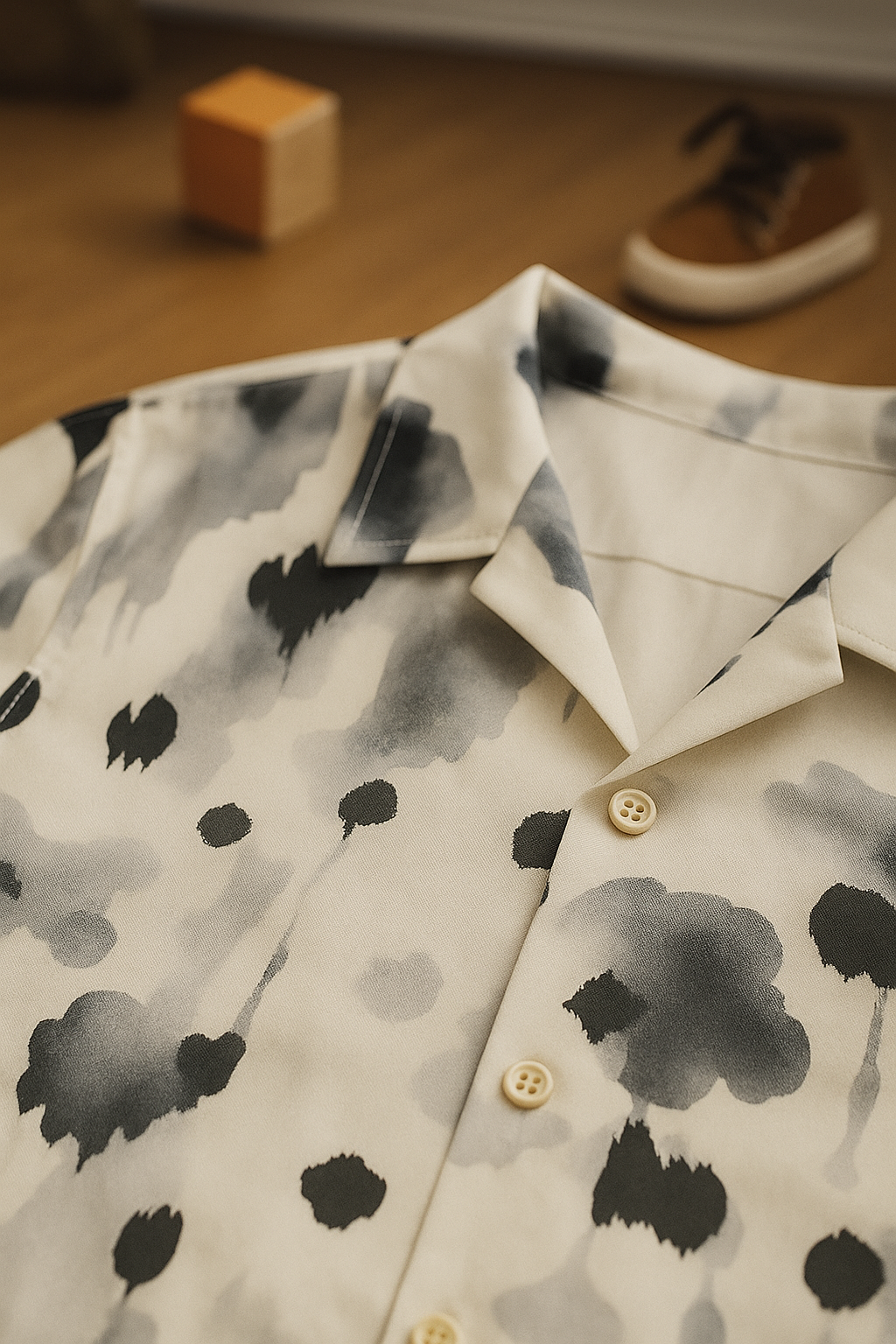 Baby Boy Printed Shirt and Black Pants Set