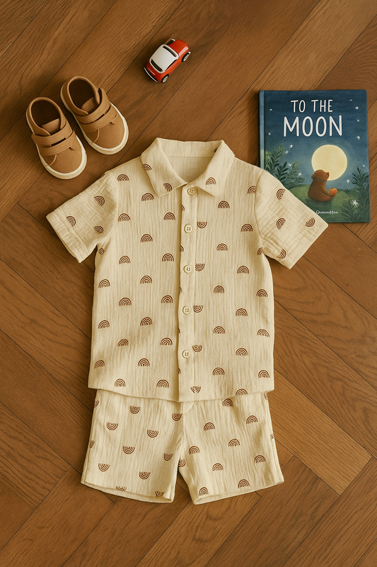 Baby Boy Cotton Shirt and Shorts Set Soft and Comfortable Summer Outfit