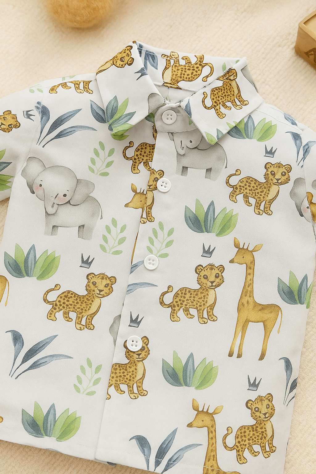 Baby Boy Safari Print Shirt and Shorts Set