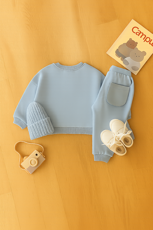 Baby Boy Light Blue Winter Outfit Set
