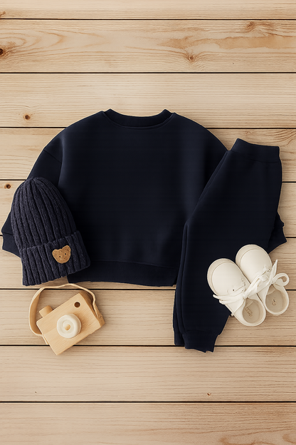 Navy Blue Baby Boy Winter Outfit Set